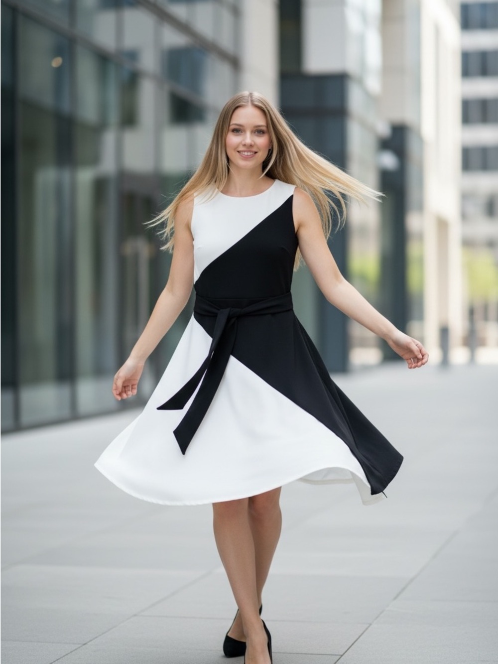 Shelby & Palmer polyester blend Dress 14 asymmetric colorblock diagonal wrap